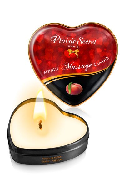 Массажная свеча с ароматом персика Bougie Massage Candle - 35 мл. - Plaisir Secret - купить с доставкой в Королеве