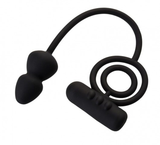 Чёрное эрекционное кольцо с вибропулькой и анальным хвостом - Erotist Adult Toys - в Королеве купить с доставкой