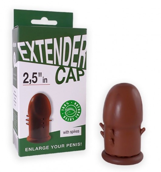 Коричневый латексный удлинитель пениса 2.5 in с шипиками - Sitabella - в Королеве купить с доставкой