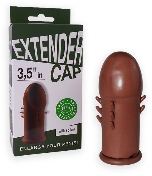 Коричневый латексный удлинитель пениса 3.5 in с шипиками - Sitabella - в Королеве купить с доставкой