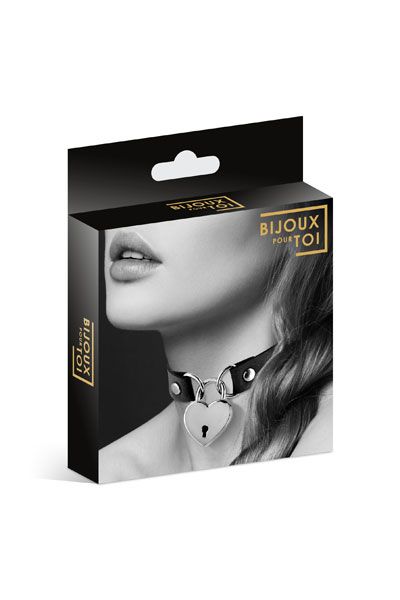 Черный чокер с замком в форме сердца - Bijoux Pour Toi - купить с доставкой в Королеве