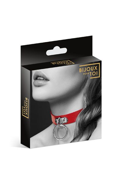 Красный узенький чокер с кольцом - Bijoux Pour Toi - купить с доставкой в Королеве