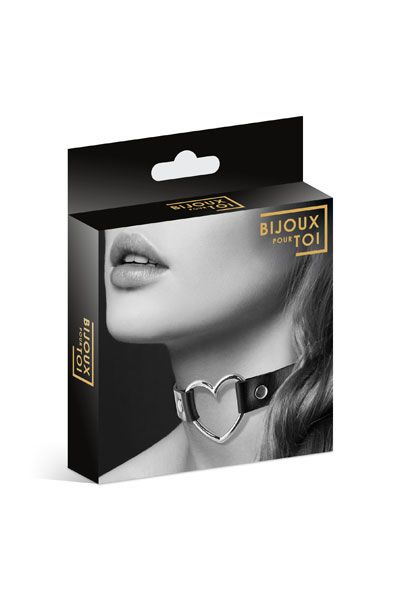 Чёрный чокер с кольцом в форме сердца - Bijoux Pour Toi - купить с доставкой в Королеве