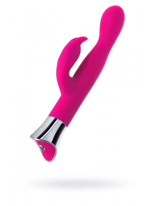 Розовый вибратор с клиторальным стимулятором и гибкой головкой LOLY - 21,6 см. - JOS