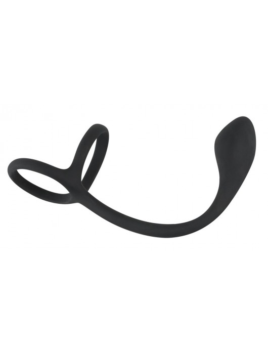 Эрекционное кольцо с утяжкой на мошонку и анальным плаг Black Velvets - Orion - в Королеве купить с доставкой