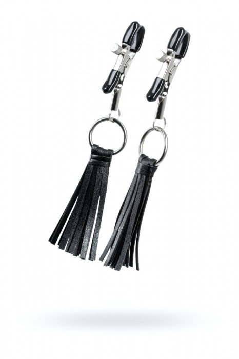 Черно-серебристые зажимы для сосков Theatre с кисточками - ToyFa - купить с доставкой в Королеве