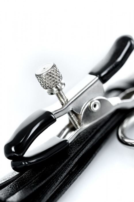 Черно-серебристые зажимы для сосков Theatre с кисточками - ToyFa - купить с доставкой в Королеве